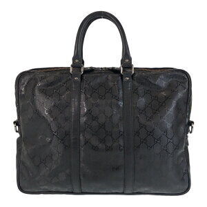 Gucci business GG leather black bag Imprime briefcase